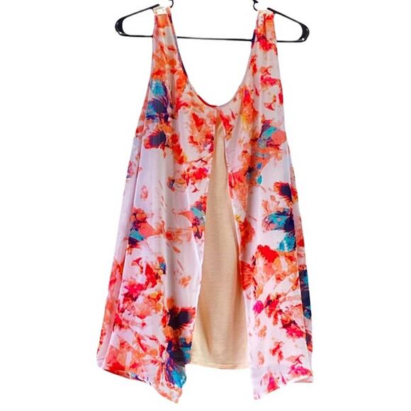 Target Plus Size Split Back Multicolor Knit Tank Top in Shades of Peach & Cream - Picture 2 of 12